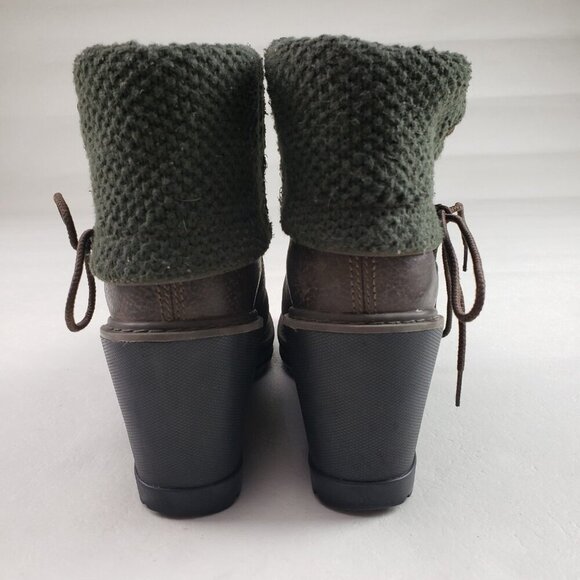 Timberland Kellis Mid Wedge Boot Womens 7.5 Brown Leather Lace Up Fold Down - Picture 9 of 12